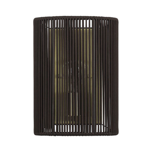 Livex Acordia 1Lt ADA 8" Sconce, Brass/Dark Chocolate Polyester Rope