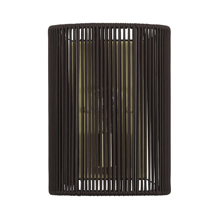 Livex Acordia 1Lt ADA 8" Sconce, Brass/Dark Chocolate Polyester Rope