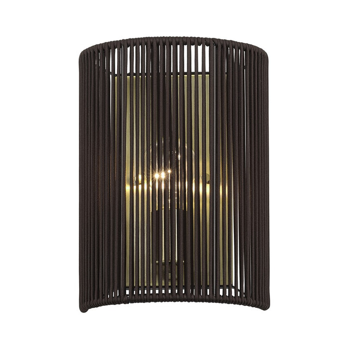 Livex Acordia 1Lt ADA 8" Sconce, Brass/Dark Chocolate Polyester Rope
