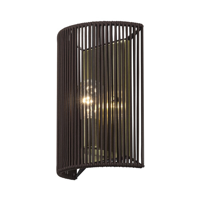 Livex Acordia 1Lt ADA 8" Sconce, Brass/Dark Chocolate Polyester Rope