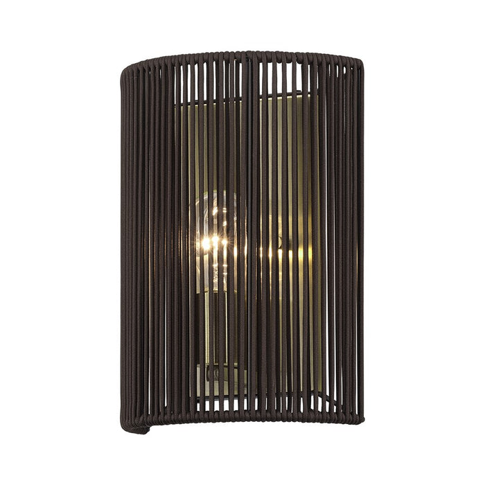 Livex Acordia 1Lt ADA 8" Sconce, Brass/Dark Chocolate Polyester Rope