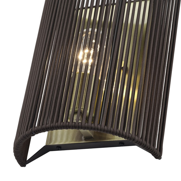 Livex Acordia 1Lt ADA 8" Sconce, Brass/Dark Chocolate Polyester Rope