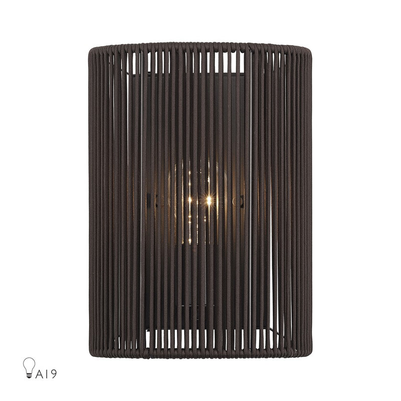 Livex Acordia 1Lt ADA 8" Sconce, Bronze/Dark Chocolate Polyester Rope - 49137-92
