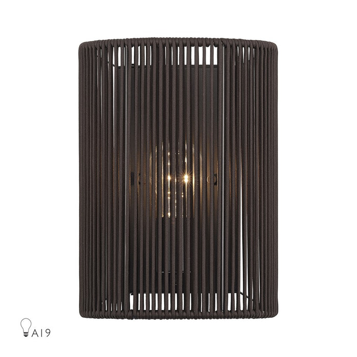 Livex Acordia 1Lt ADA 8" Sconce, Bronze/Dark Chocolate Polyester Rope - 49137-92