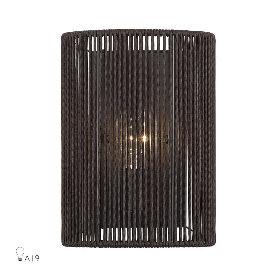 Livex Acordia 1Lt ADA 8" Sconce, Bronze/Dark Chocolate Polyester Rope - 49137-92