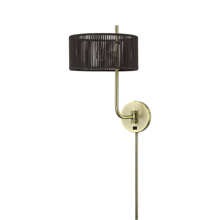 Livex Acordia 1Lt Swing Arm Wall Lamp, Brass/Chocolate Polyester