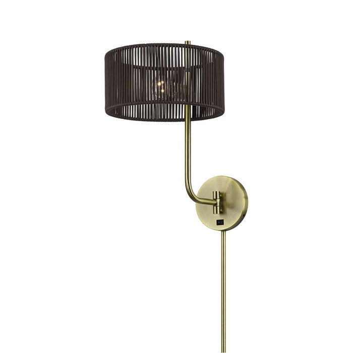 Livex Acordia 1Lt Swing Arm Wall Lamp, Brass/Chocolate Polyester