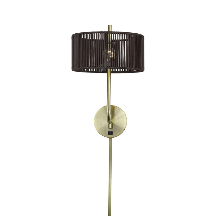 Livex Acordia 1Lt Swing Arm Wall Lamp, Brass/Chocolate Polyester