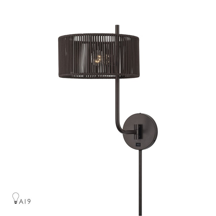 Livex Acordia 1Lt Swing Arm Wall Lamp, Bronze/Chocolate Polyester - 49139-92