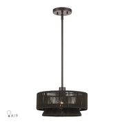 Livex Florell 1Lt Pendant, Bronze/Dark Chocolate Color Polyester Rope - 49141-92