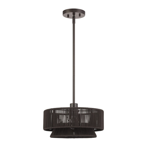 Livex Florell 1Lt Pendant, Bronze/Dark Chocolate Color Polyester Rope