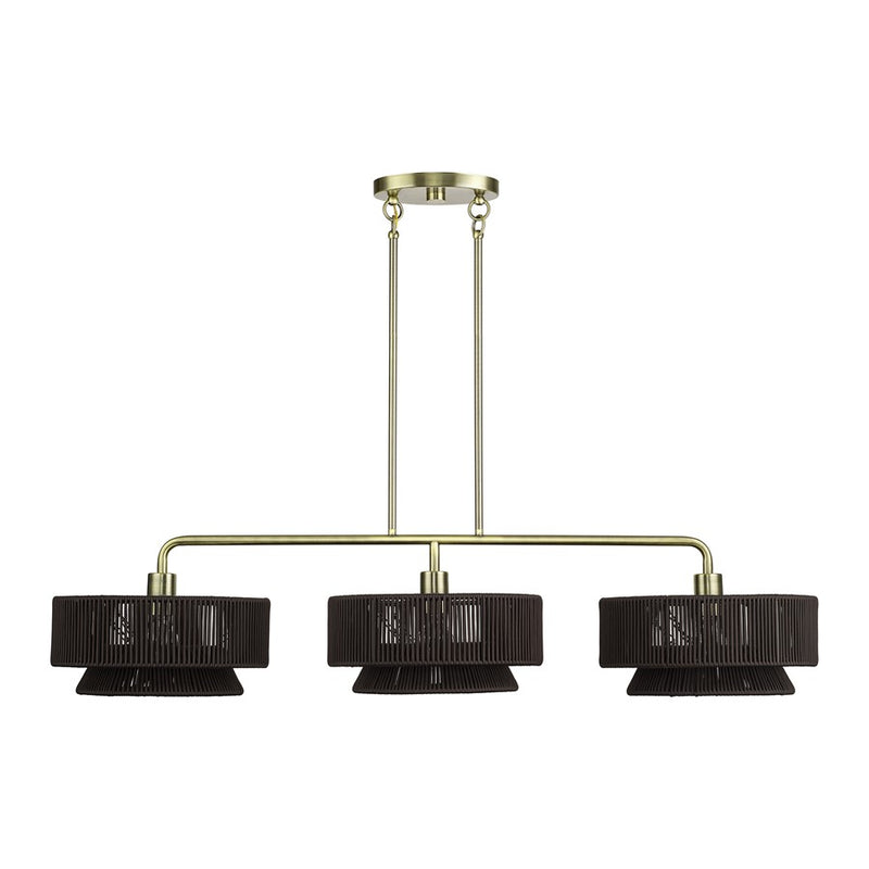 Livex Florell 3Lt Extra Large Chandelier, Brass/Chocolate Polyester