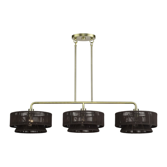 Livex Florell 3Lt Extra Large Chandelier, Brass/Chocolate Polyester