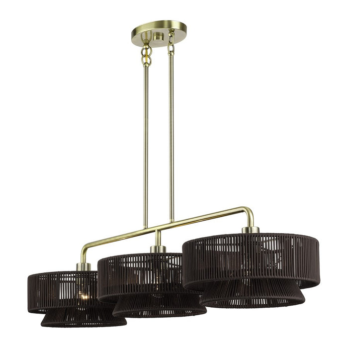 Livex Florell 3Lt Extra Large Chandelier, Brass/Chocolate Polyester