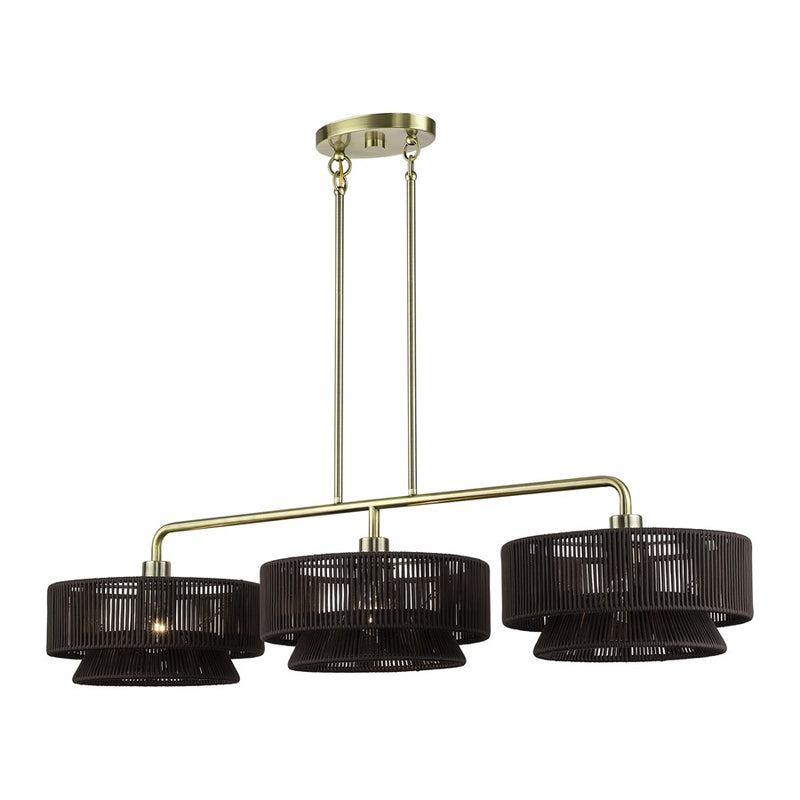 Livex Florell 3Lt Extra Large Chandelier, Brass/Chocolate Polyester