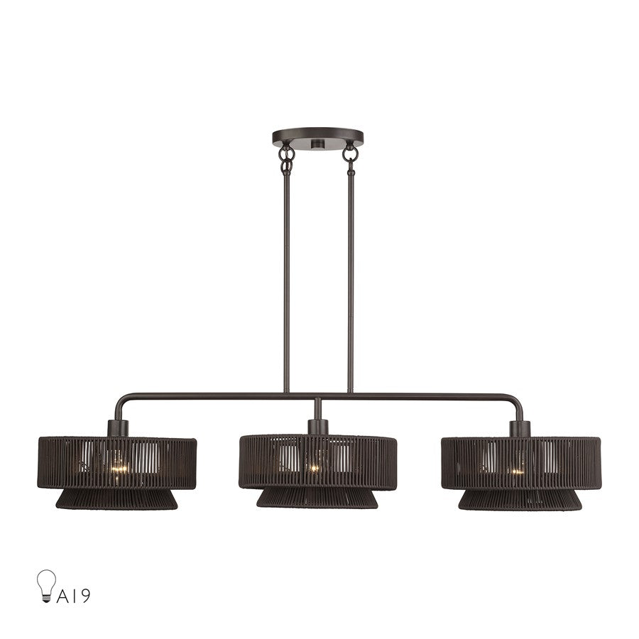 Livex Florell 3Lt Extra Large Chandelier, Bronze/Chocolate Polyester - 49143-92