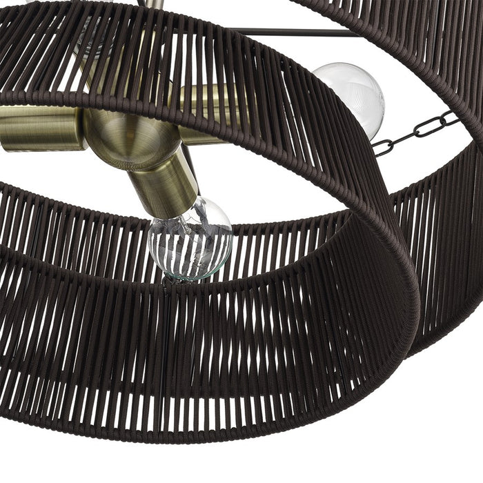 Livex Florell 4Lt Pendant Chandelier, Brass/Chocolate Polyester