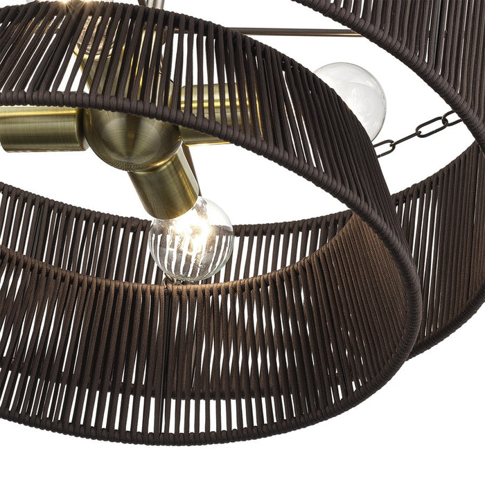 Livex Florell 4Lt Pendant Chandelier, Brass/Chocolate Polyester