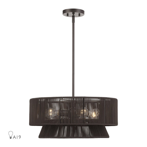 Livex Florell 4Lt Pendant Chandelier, Bronze/Chocolate Polyester - 49144-92