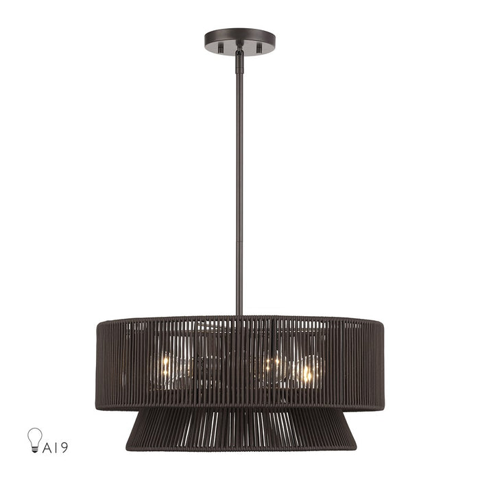 Livex Florell 4Lt Pendant Chandelier, Bronze/Chocolate Polyester - 49144-92