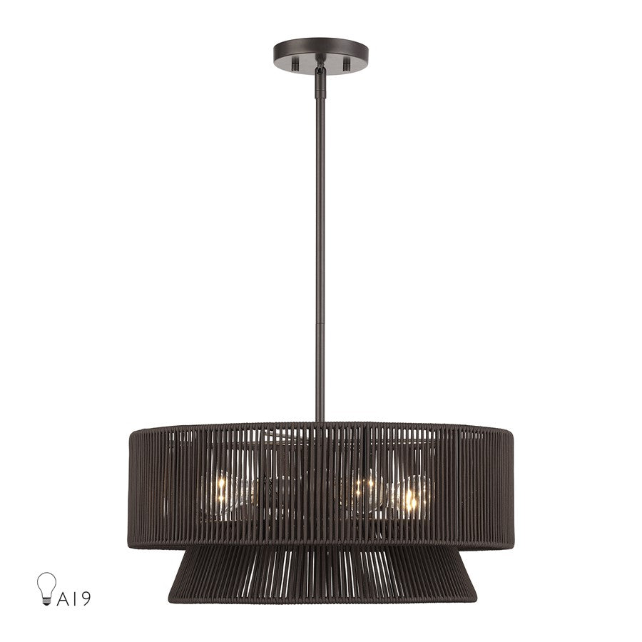 Livex Florell 4Lt Pendant Chandelier, Bronze/Chocolate Polyester - 49144-92