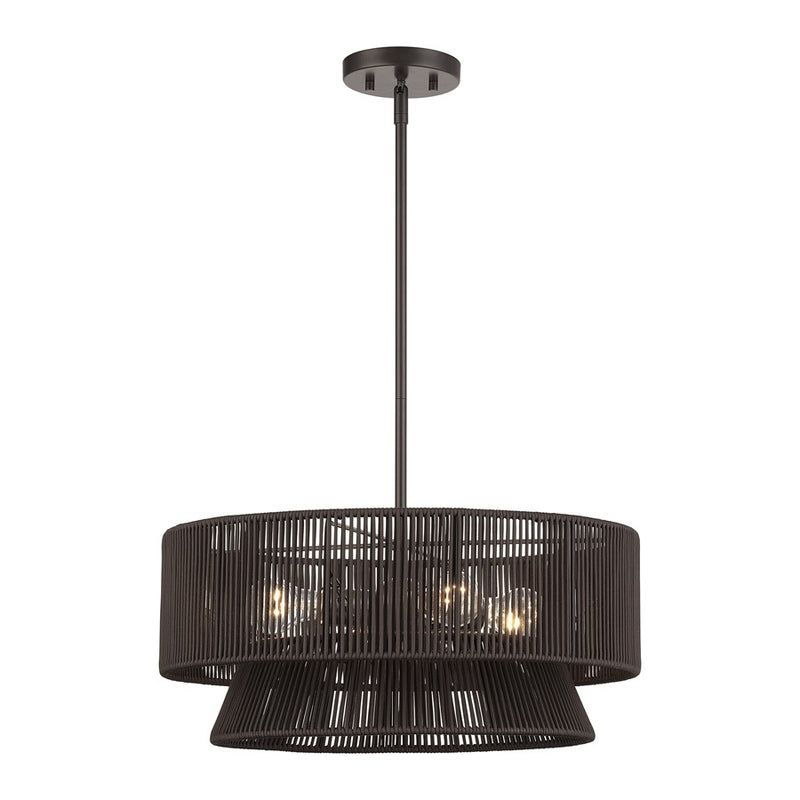 Livex Florell 4Lt Pendant Chandelier, Bronze/Chocolate Polyester