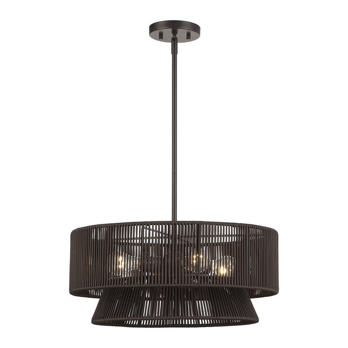 Livex Florell 4Lt Pendant Chandelier, Bronze/Chocolate Polyester