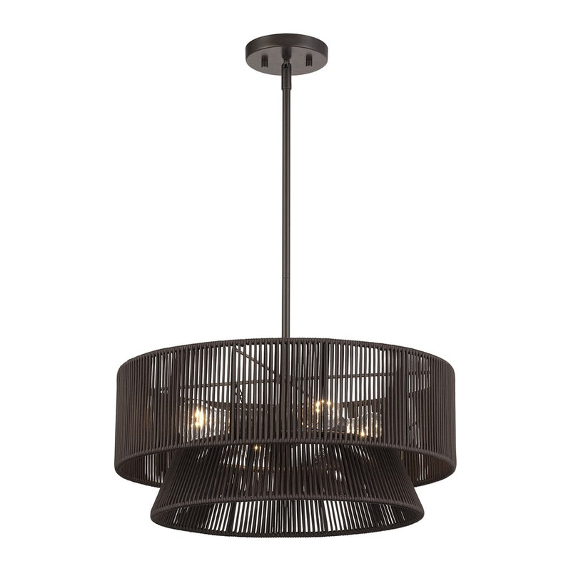 Livex Florell 4Lt Pendant Chandelier, Bronze/Chocolate Polyester
