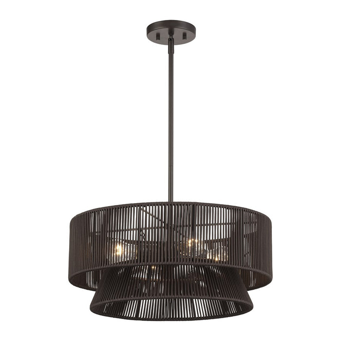 Livex Florell 4Lt Pendant Chandelier, Bronze/Chocolate Polyester