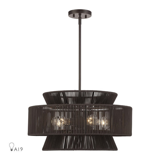 Livex Florell 5Lt Pendant Chandelier, Bronze/Chocolate Polyester - 49145-92