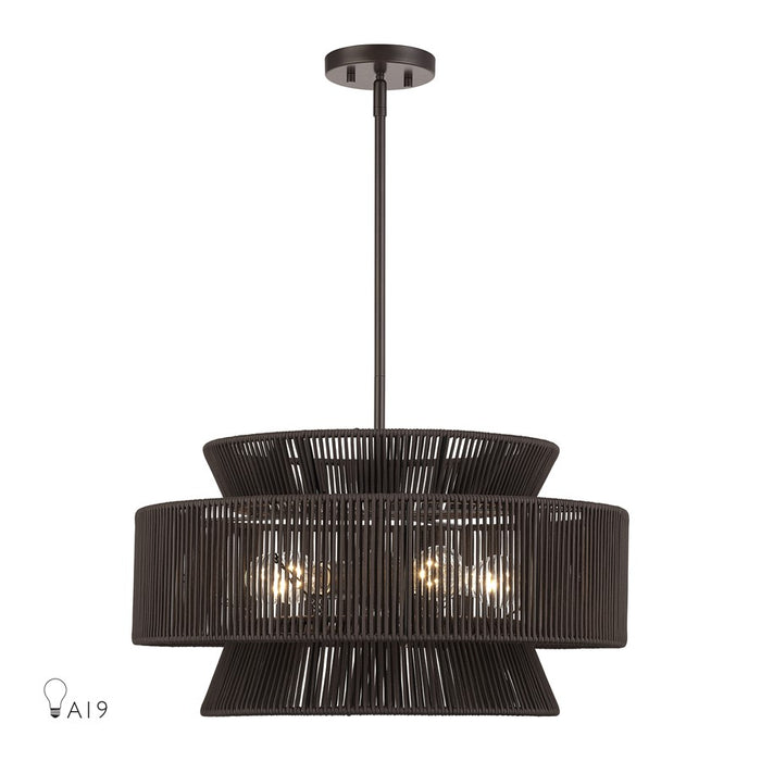 Livex Florell 5Lt Pendant Chandelier, Bronze/Chocolate Polyester - 49145-92