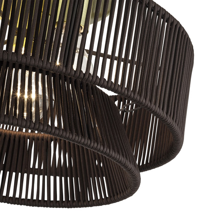 Livex Florell 3Lt 9" Semi-Flush, Brass/Chocolate Polyester