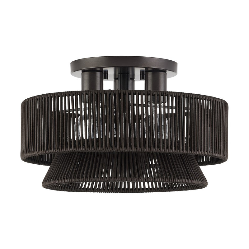 Livex Florell 3Lt 9" Semi-Flush, Bronze/Chocolate Polyester