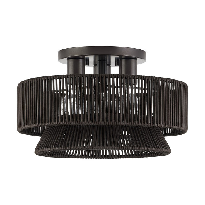 Livex Florell 3Lt 9" Semi-Flush, Bronze/Chocolate Polyester