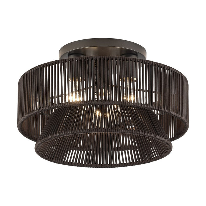 Livex Florell 3Lt 9" Semi-Flush, Bronze/Chocolate Polyester