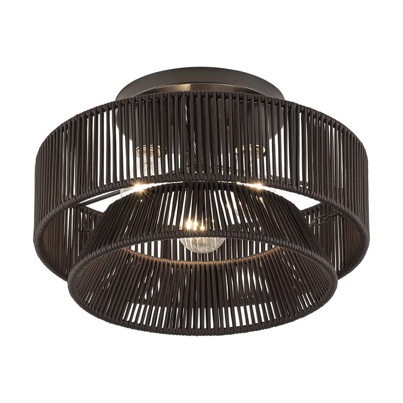 Livex Florell 3Lt 9" Semi-Flush, Bronze/Chocolate Polyester