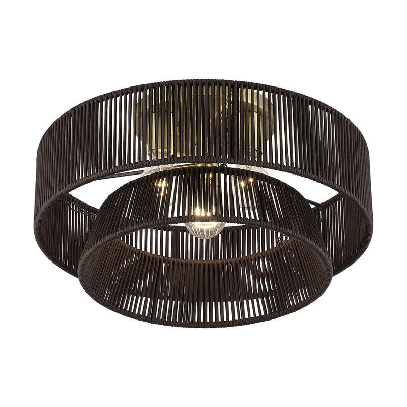 Livex Florell 3Lt 10" Semi-Flush, Brass/Chocolate Polyester