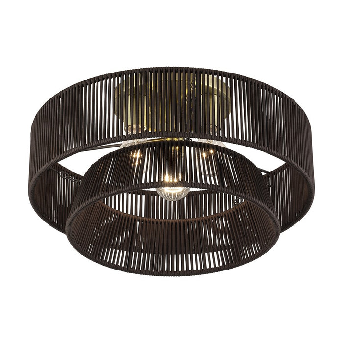 Livex Florell 3Lt 10" Semi-Flush, Brass/Chocolate Polyester