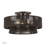 Livex Florell 3Lt 10" Semi-Flush, Bronze/Chocolate Polyester - 49147-92