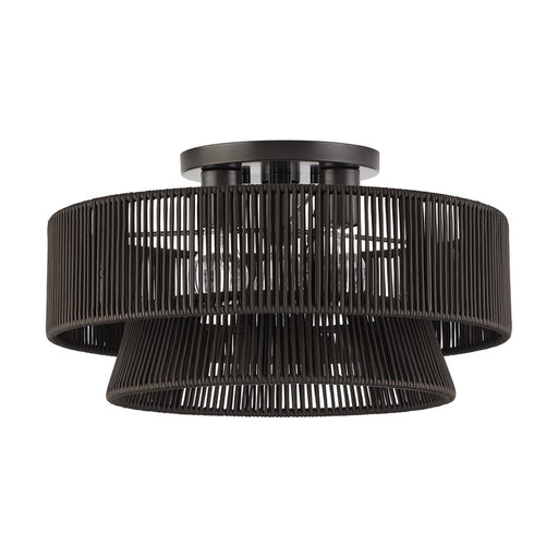 Livex Florell 3Lt 10" Semi-Flush, Bronze/Chocolate Polyester