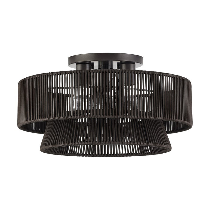 Livex Florell 3Lt 10" Semi-Flush, Bronze/Chocolate Polyester