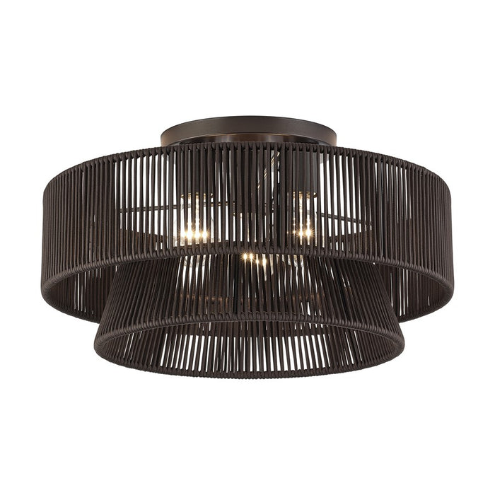 Livex Florell 3Lt 10" Semi-Flush, Bronze/Chocolate Polyester