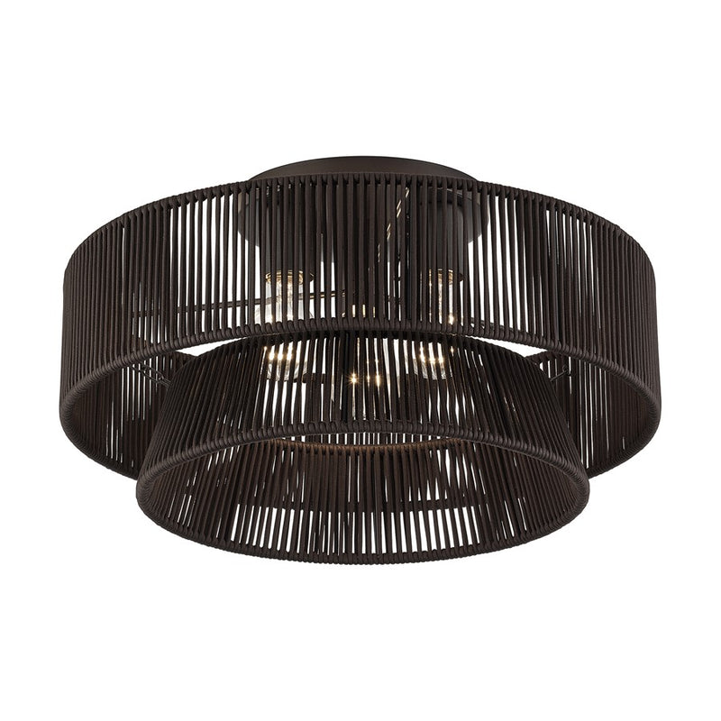 Livex Florell 3Lt 10" Semi-Flush, Bronze/Chocolate Polyester