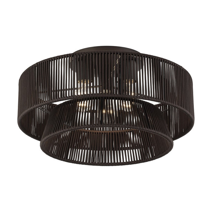 Livex Florell 3Lt 10" Semi-Flush, Bronze/Chocolate Polyester