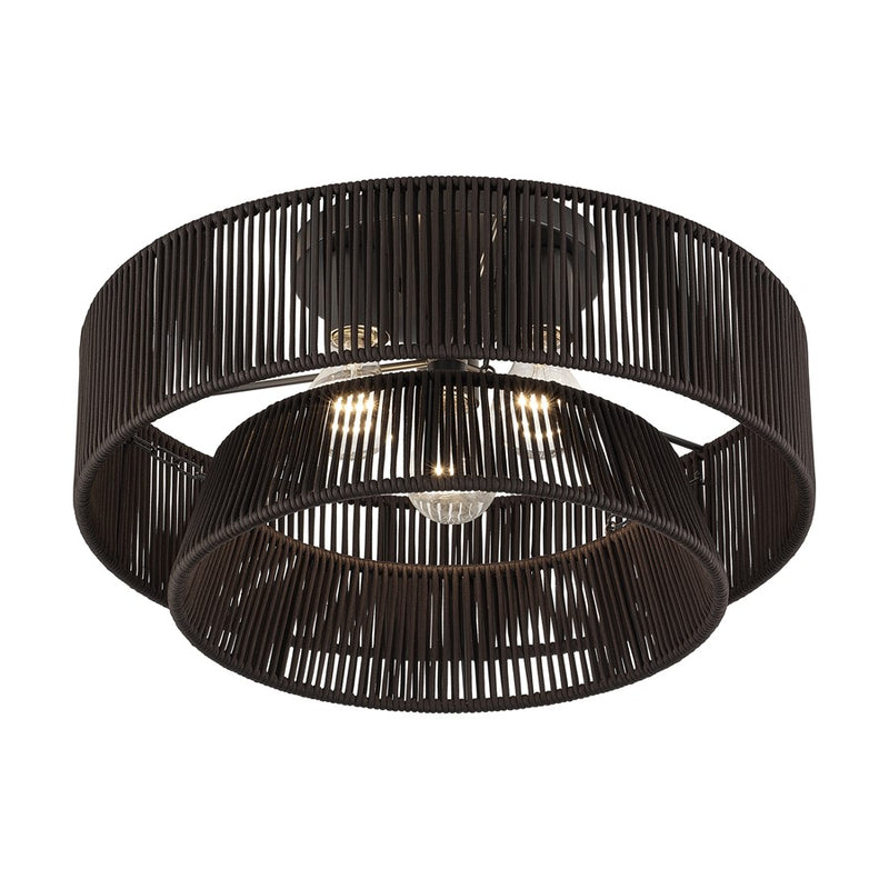 Livex Florell 3Lt 10" Semi-Flush, Bronze/Chocolate Polyester