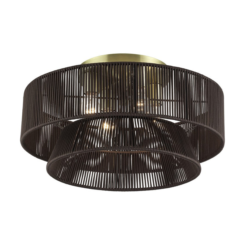 Livex Florell 4Lt 21" Semi-Flush, Brass/Chocolate Polyester