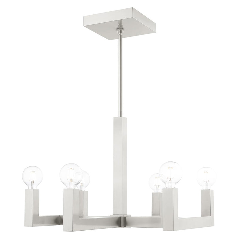 Livex Solna Chandelier, Brushed Nickel