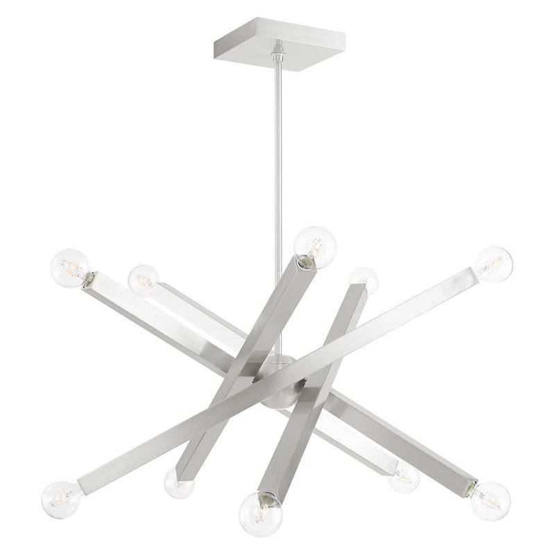 Livex Solna 10 Light Chandelier, Brushed Nickel