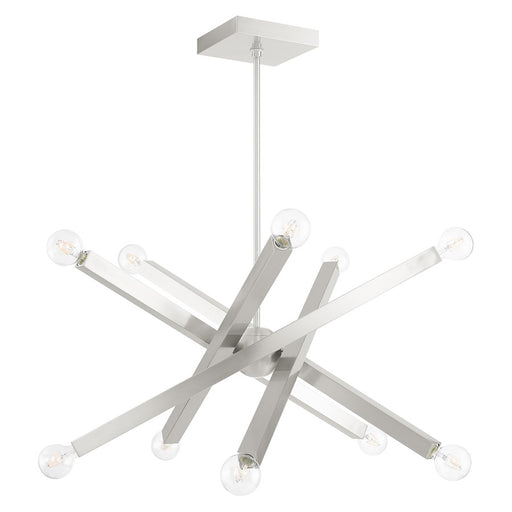 Livex Solna 10 Light Chandelier, Brushed Nickel