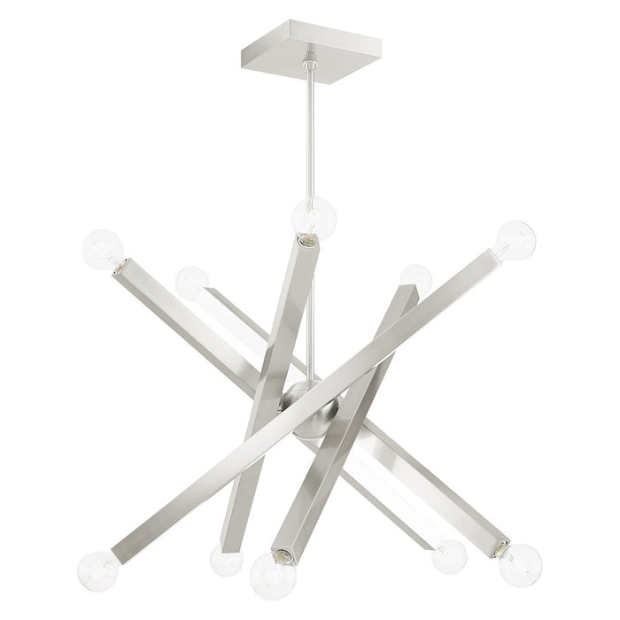 Livex Solna 10 Light Chandelier, Brushed Nickel